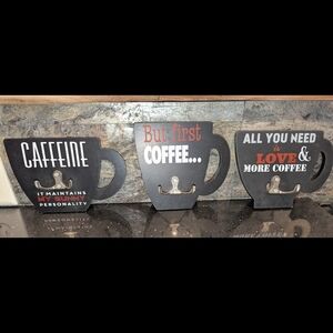 Set‎ of Three Coffee-Themed Wall Hooks